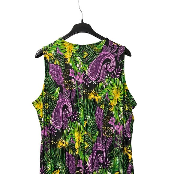 Catherines Womens Sleeveless V-Neck Maxi Dress  3X 26/28W Beaded Tropical Floral - Picture 6 of 9